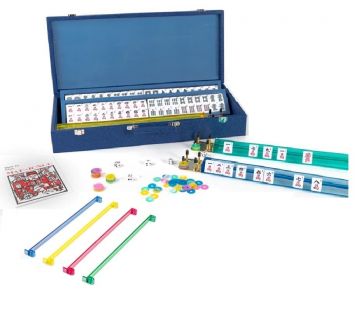 Mahjong Set in Blue Leather Case